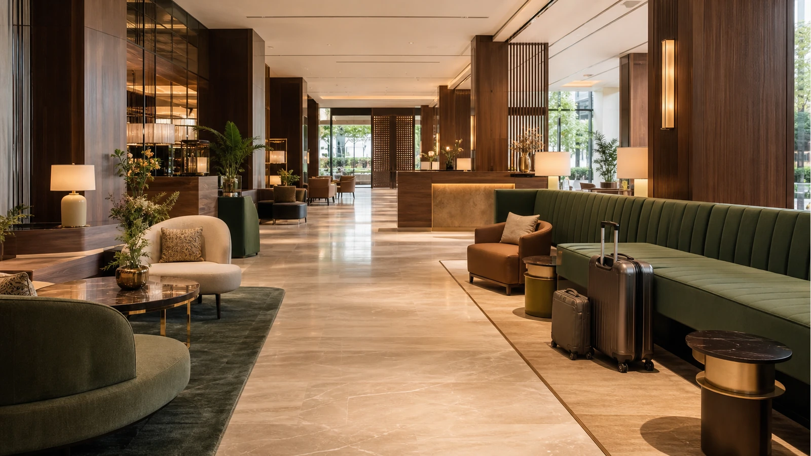 Professionelles redaktionelles Titelbild zum Beitrag: Lobby-Möbel planen: Laufwege, Wartezonen, Gepäckkontakt und Polsterabrieb